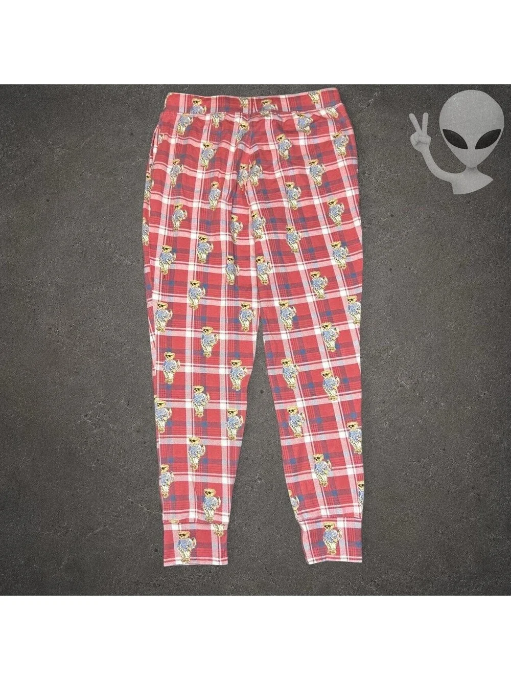 Polo Ralph Lauren Pajama Pants Mens US S Red Plaid Polo Bear Joggers